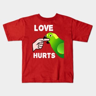 Love Hurts Yellow Naped Amazon Parrot Biting Kids T-Shirt